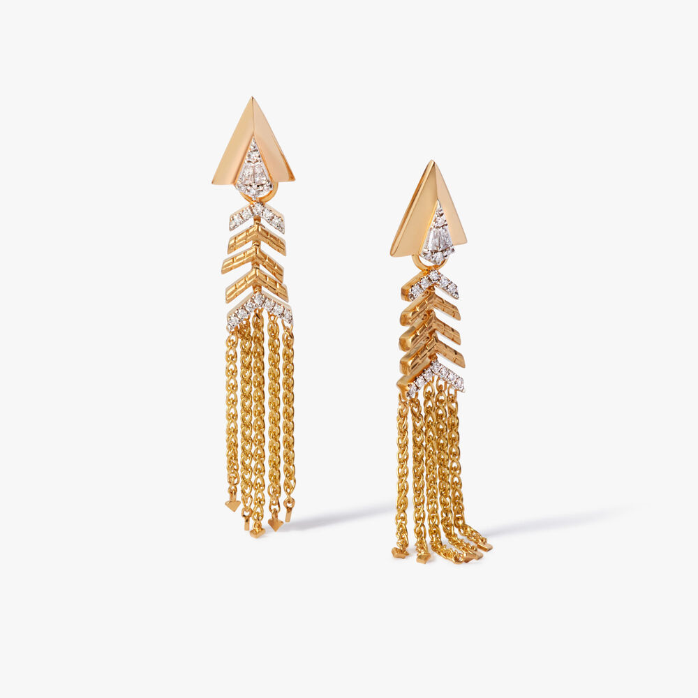 Flight Shimmy 18ct Yellow Gold Diamond Arrow Earrings | Annoushka jewelley